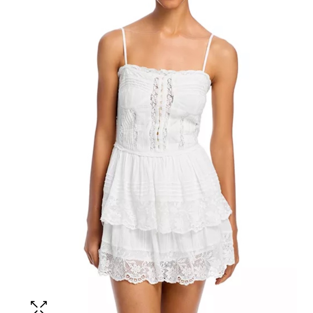 NEW WITH TAGS LoveShackFancy White Lace Tiered Dress